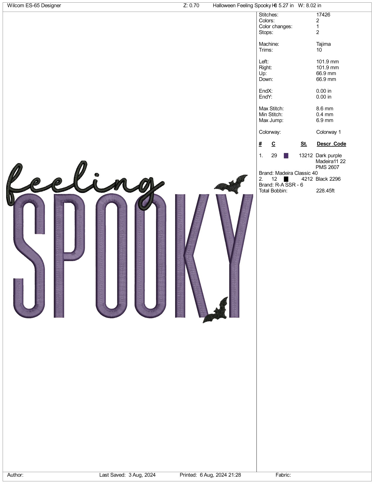 Feeling Spooky Embroidery Files - 3 Size's