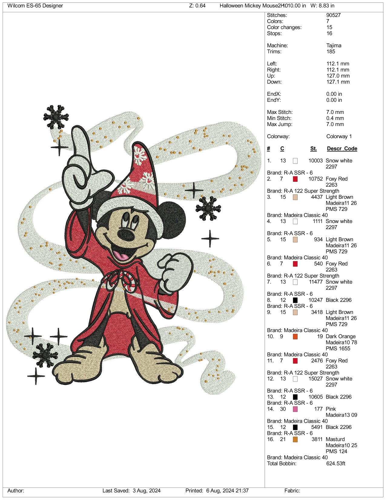 Winter Mickey Mouse Embroidery Files - 3 Size's