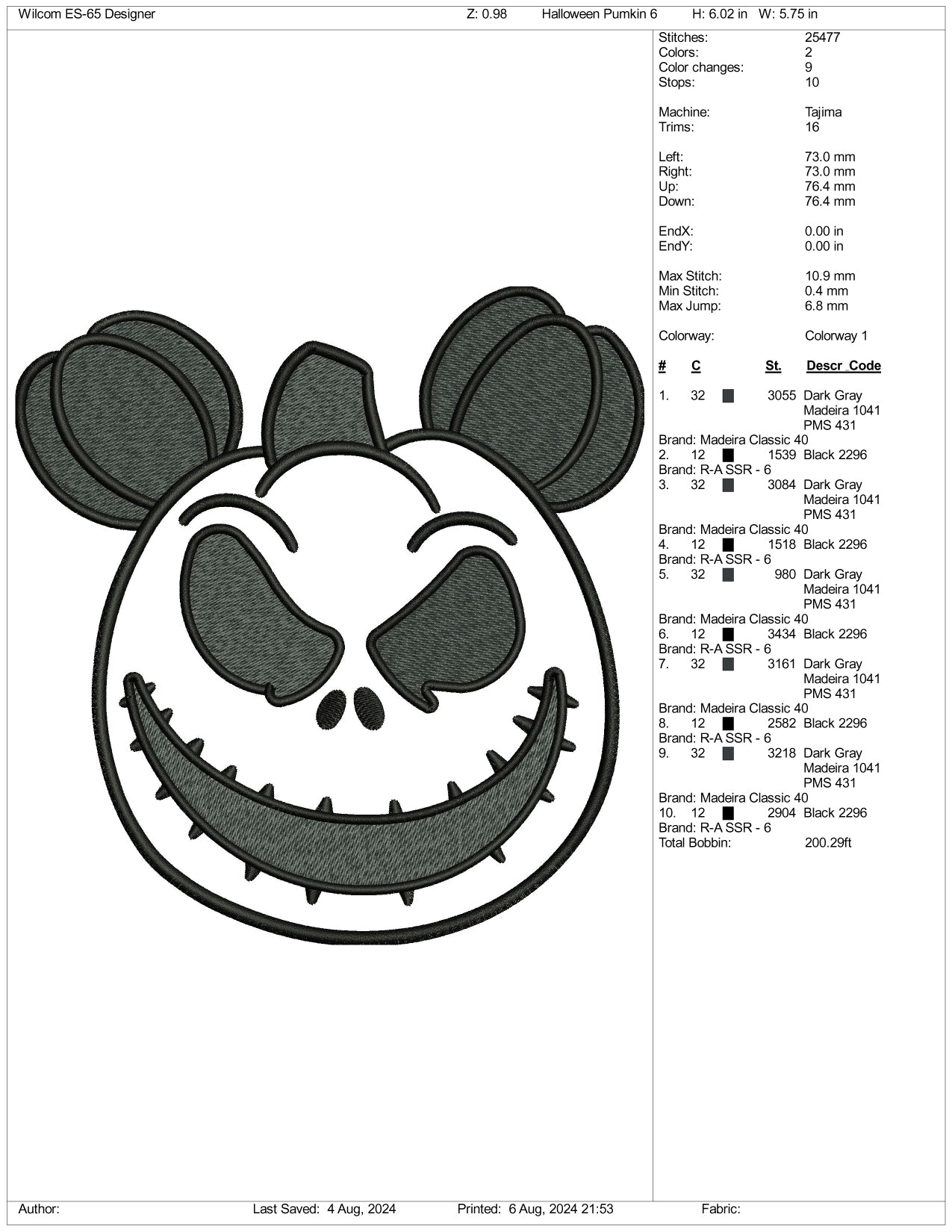 Archivos de bordado de calabaza de Mickey Mouse para Halloween (3 tamaños)