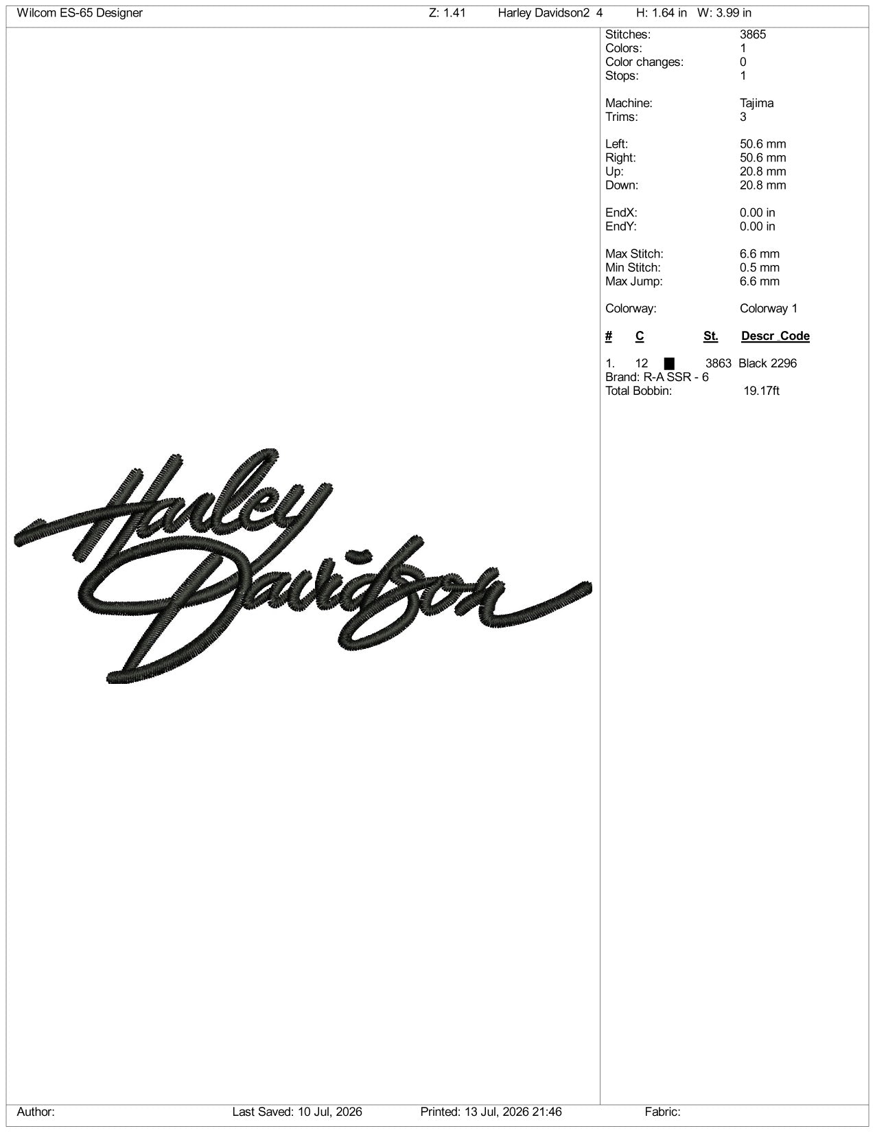 Harley Davidson Logo v2 Embroidery Design Files - 3 Size's