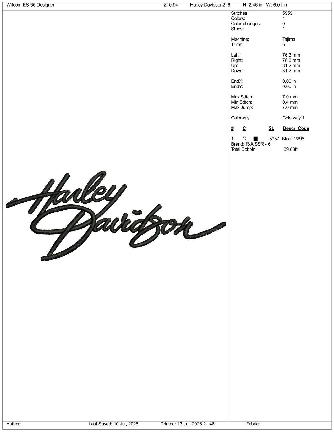 Harley Davidson Logo v2 Embroidery Design Files - 3 Size's