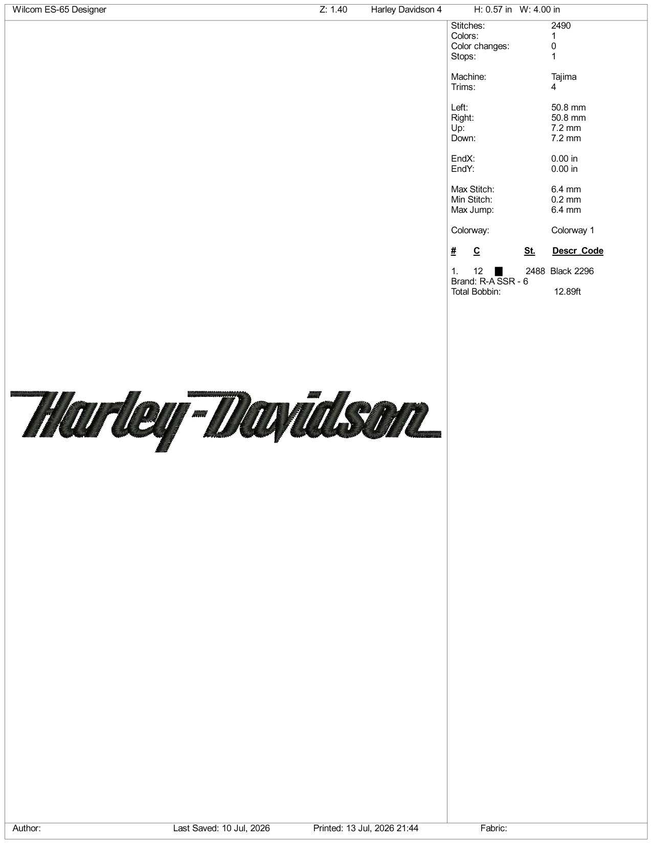 Harley Davidson Logo Embroidery Design Files - 3 Size's