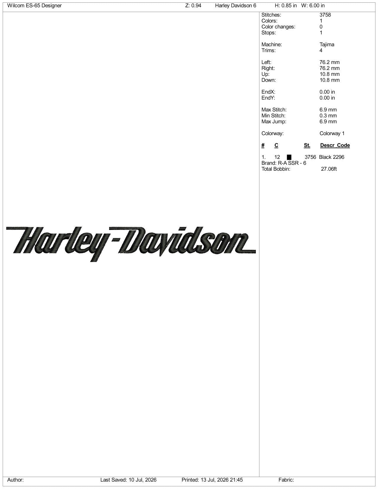 Harley Davidson Logo Embroidery Design Files - 3 Size's