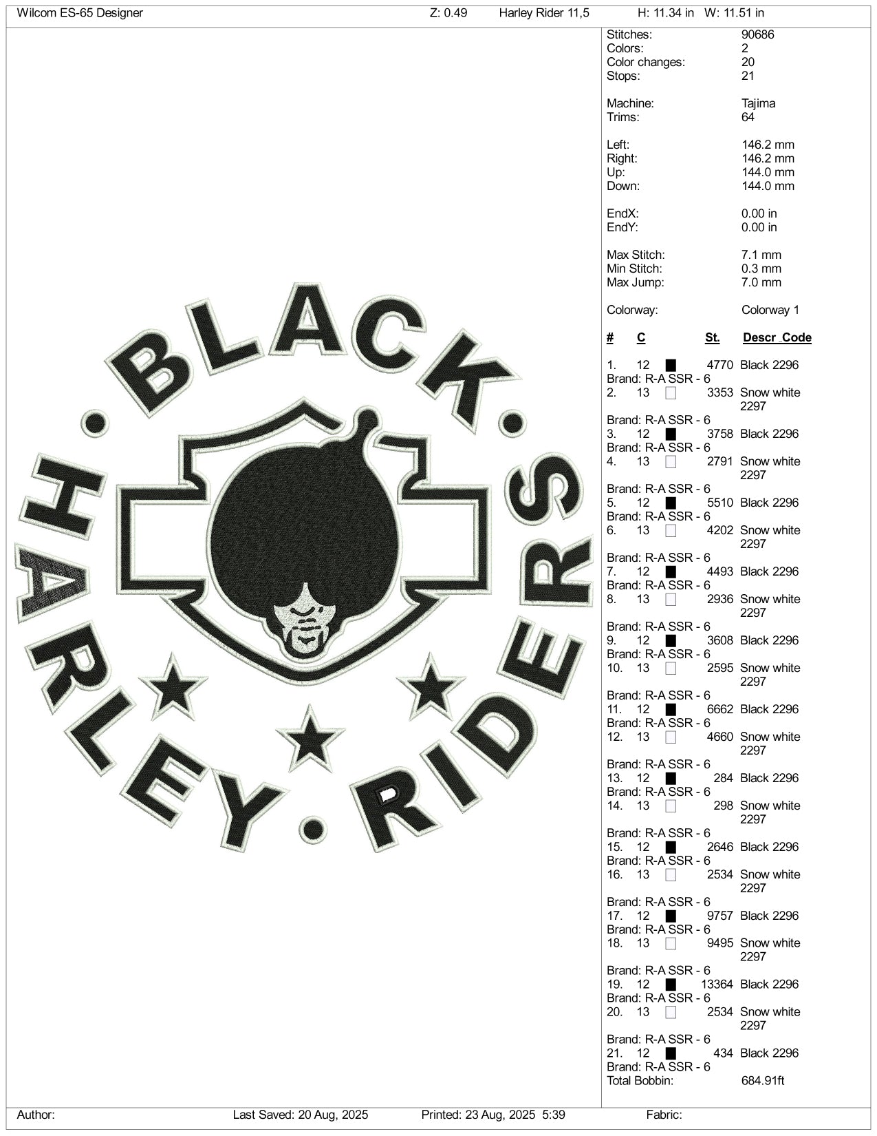 Black Harley Riders Embroidery Files - 3 Size's