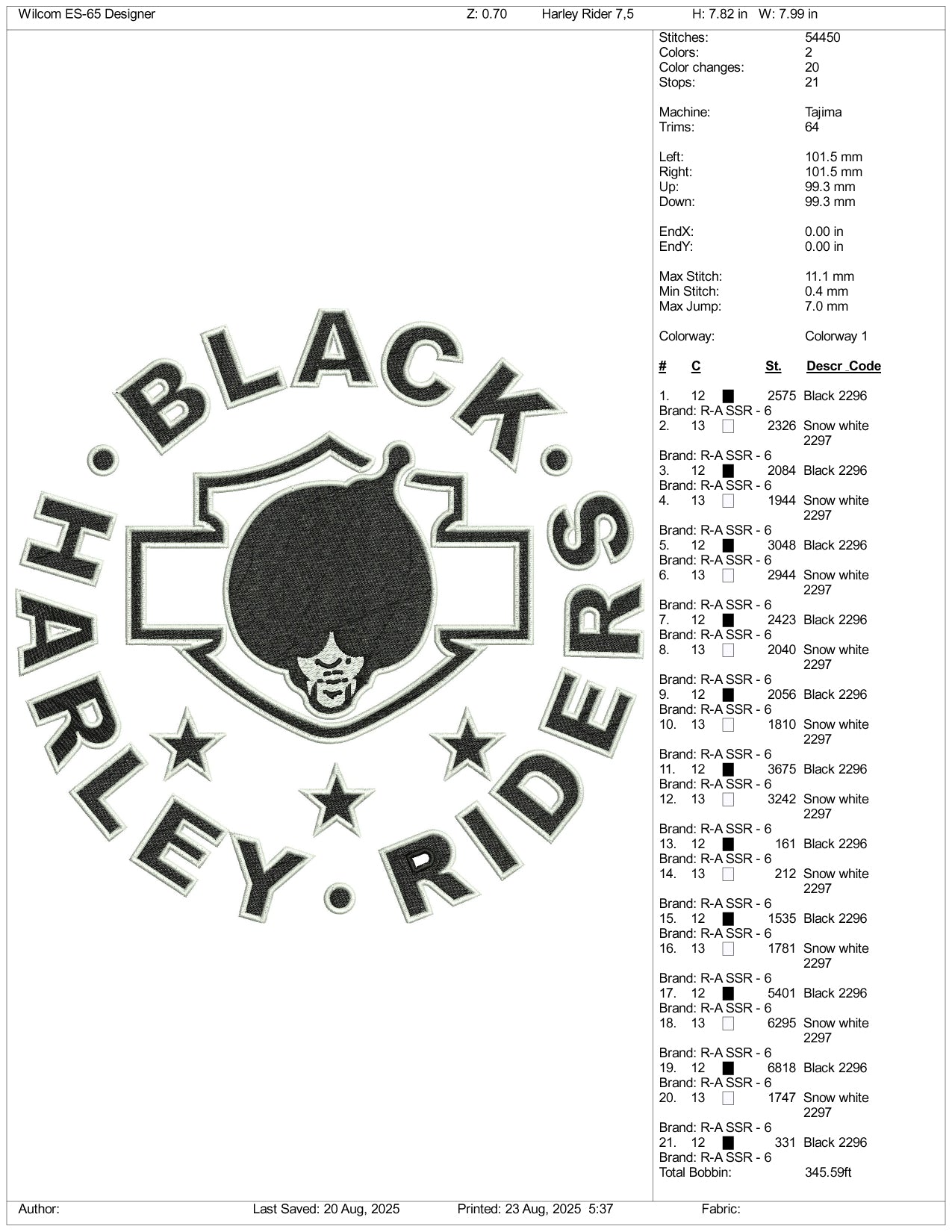 Black Harley Riders Embroidery Files - 3 Size's