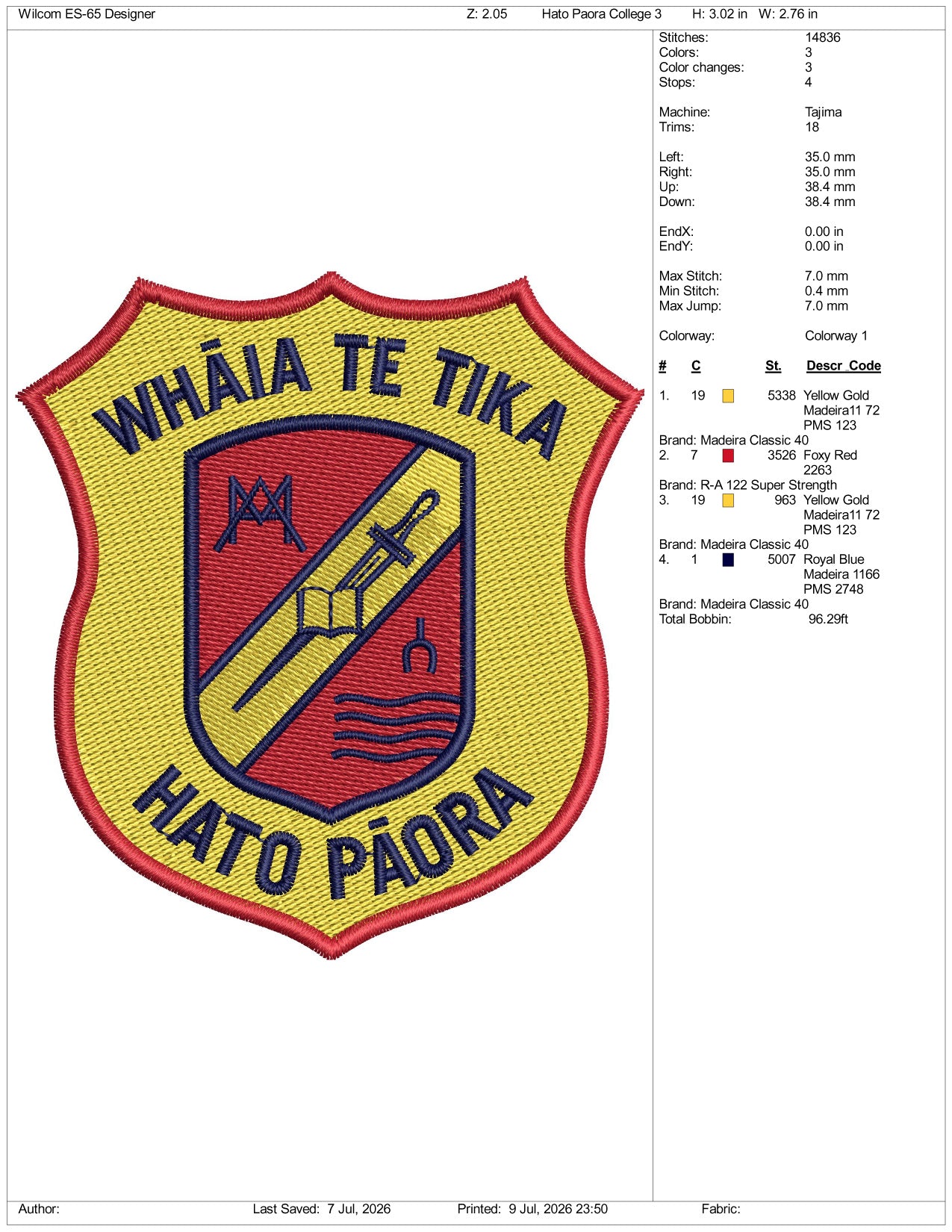 Hato Paora Logo Embroidery Design Files - 3 Size's
