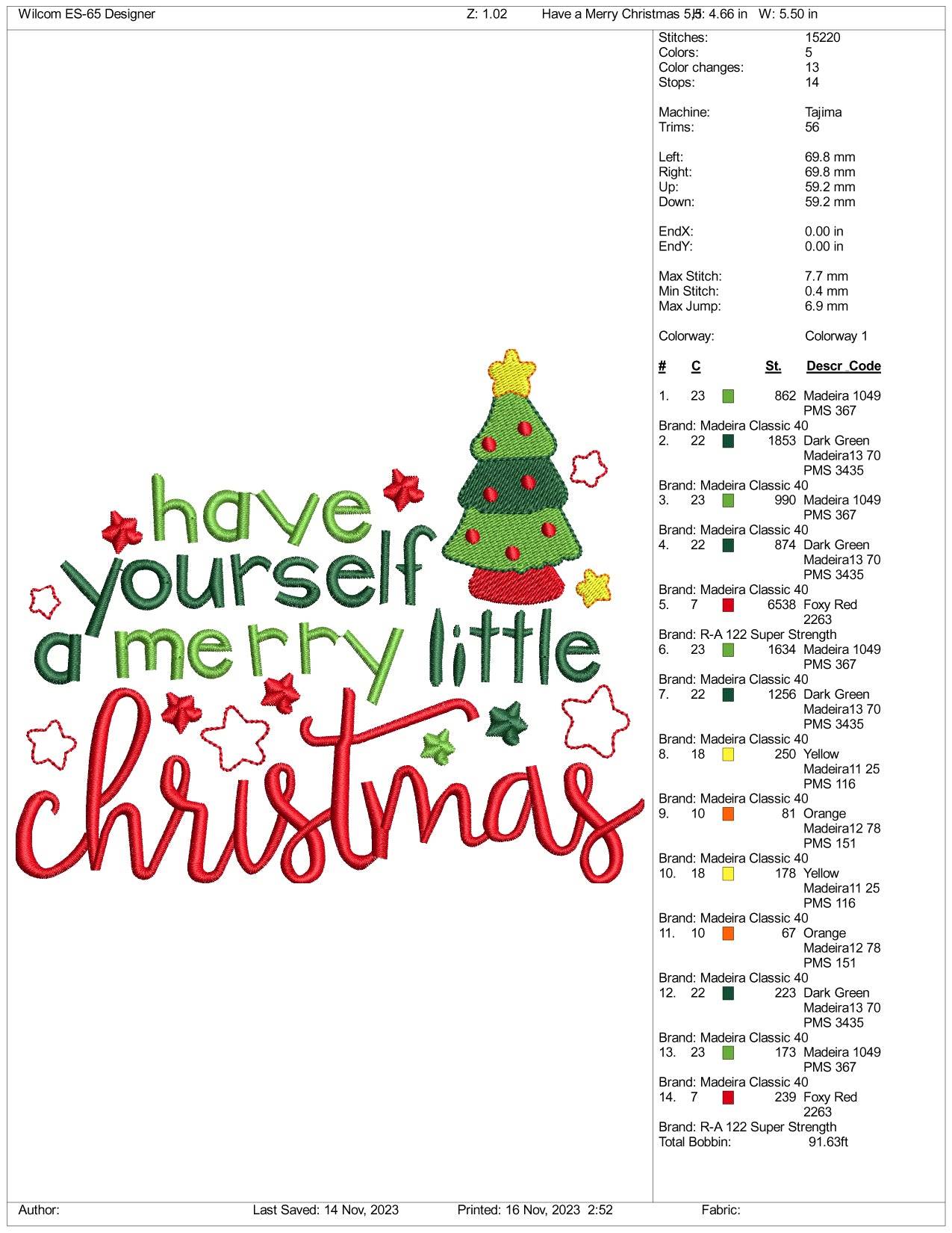 Have Yourself A Merry Christmas Embroidery Design Files - 3 Size's