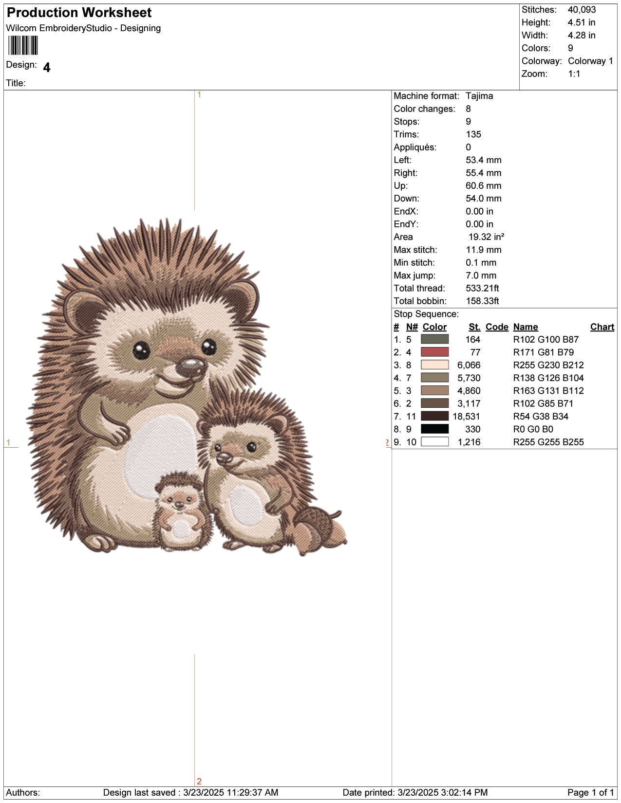 Hedgehog Family Cuddles Embroidery Design Files - 9 Size's