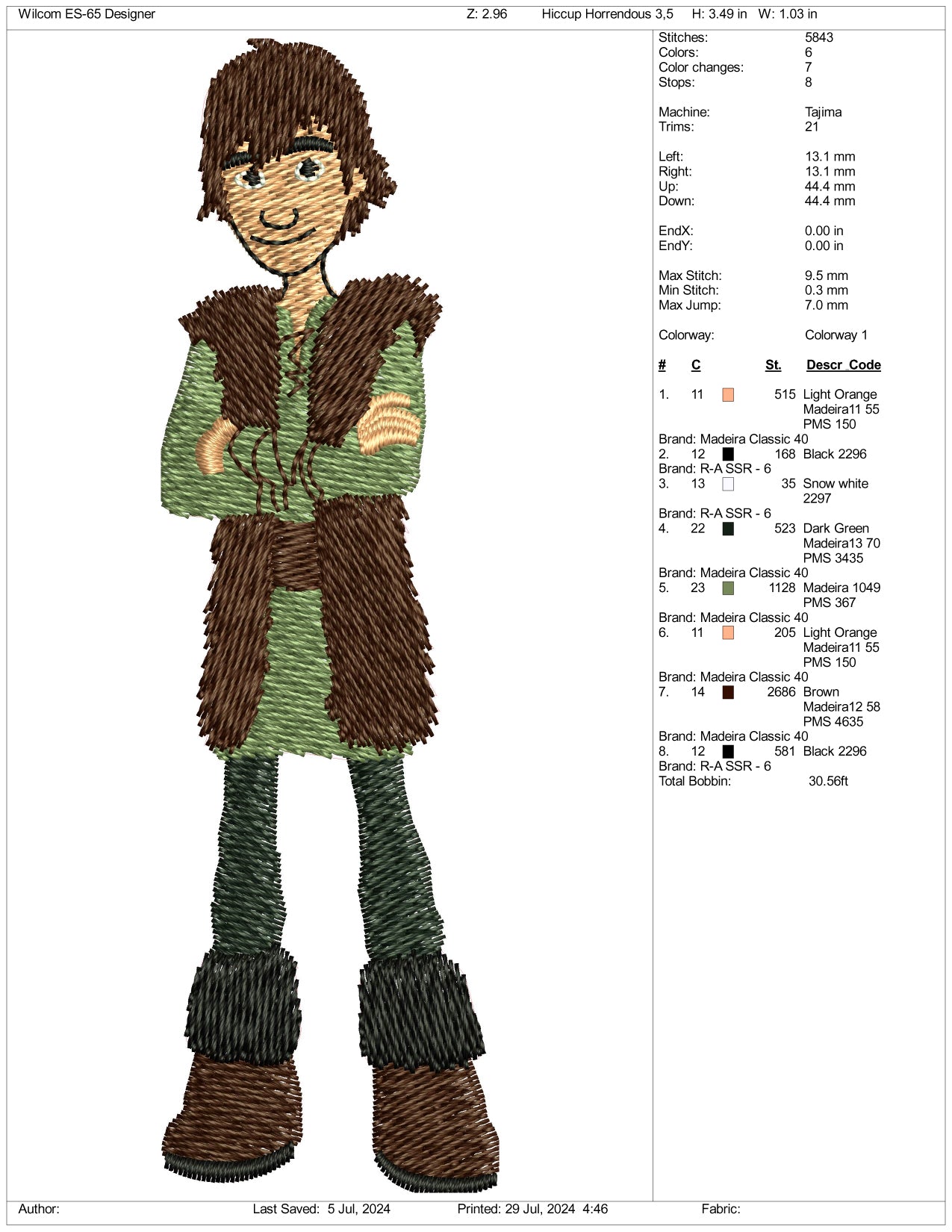 Hiccup Horrendous Embroidery Design Files - 3 Size's