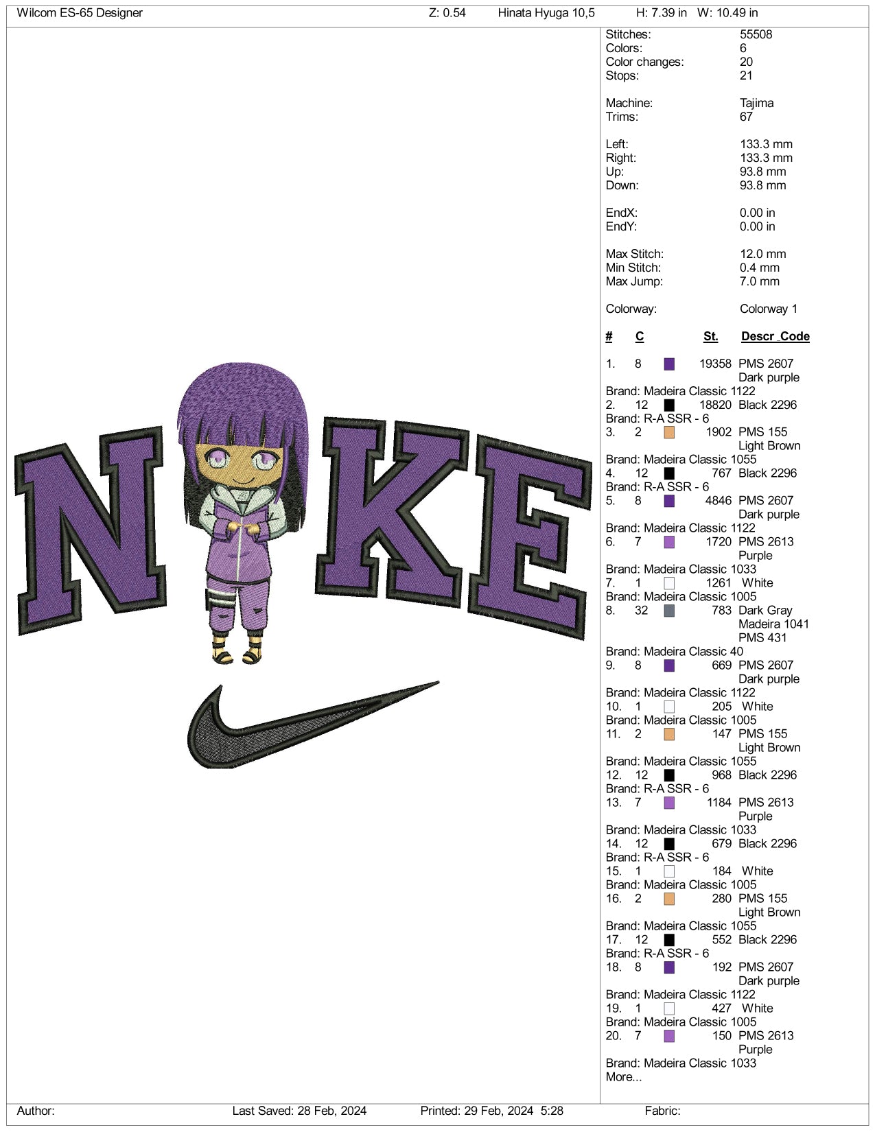 Nike Hinata v2 Embroidery Design Files - 3 Size's