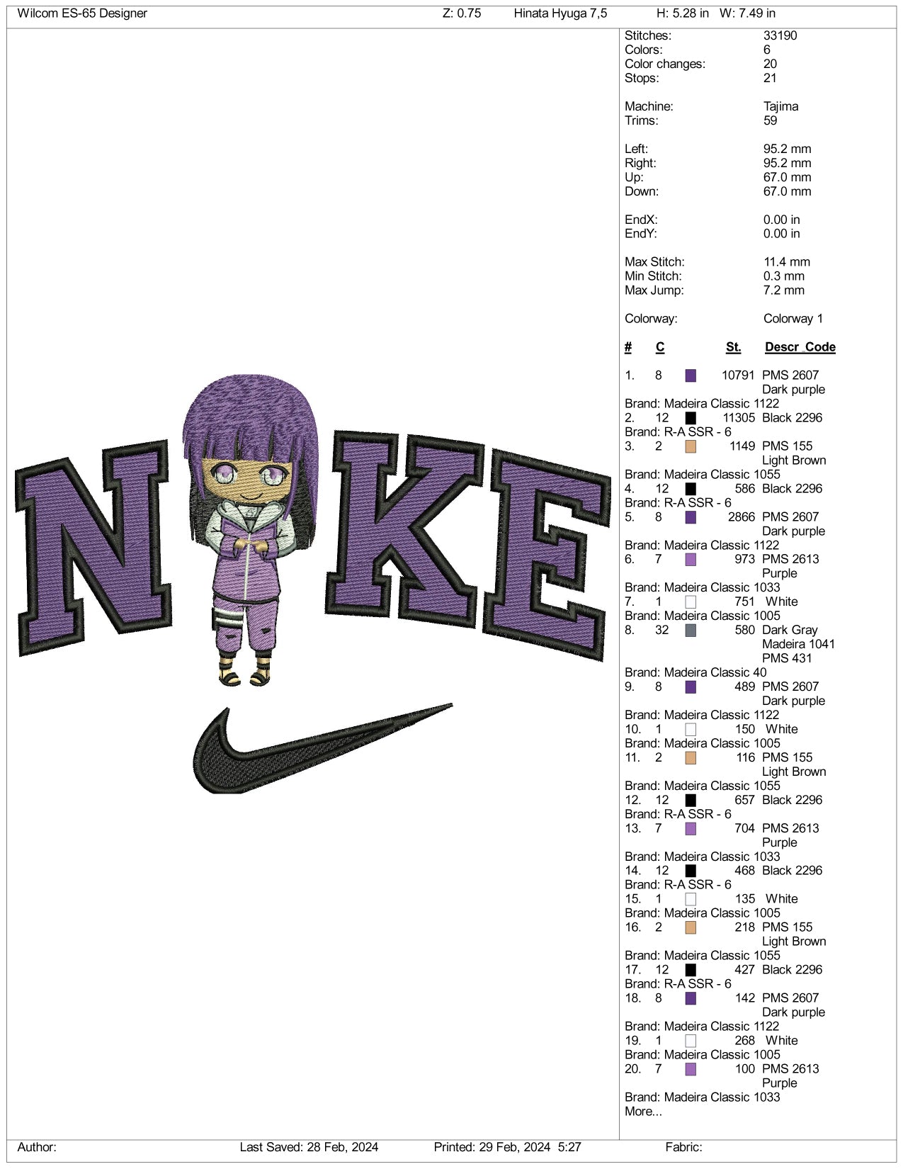 Nike Hinata v2 Embroidery Design Files - 3 Size's