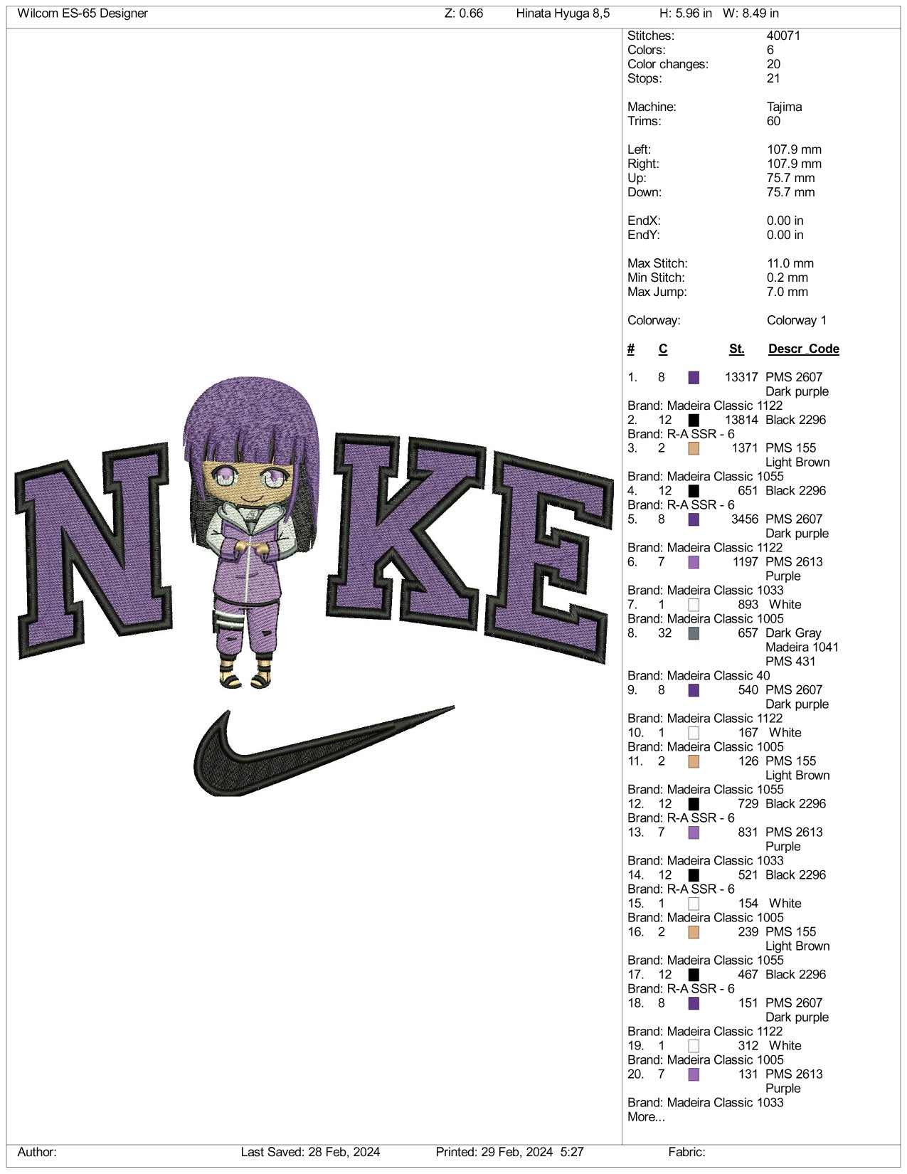 Nike Hinata v2 Embroidery Design Files - 3 Size's