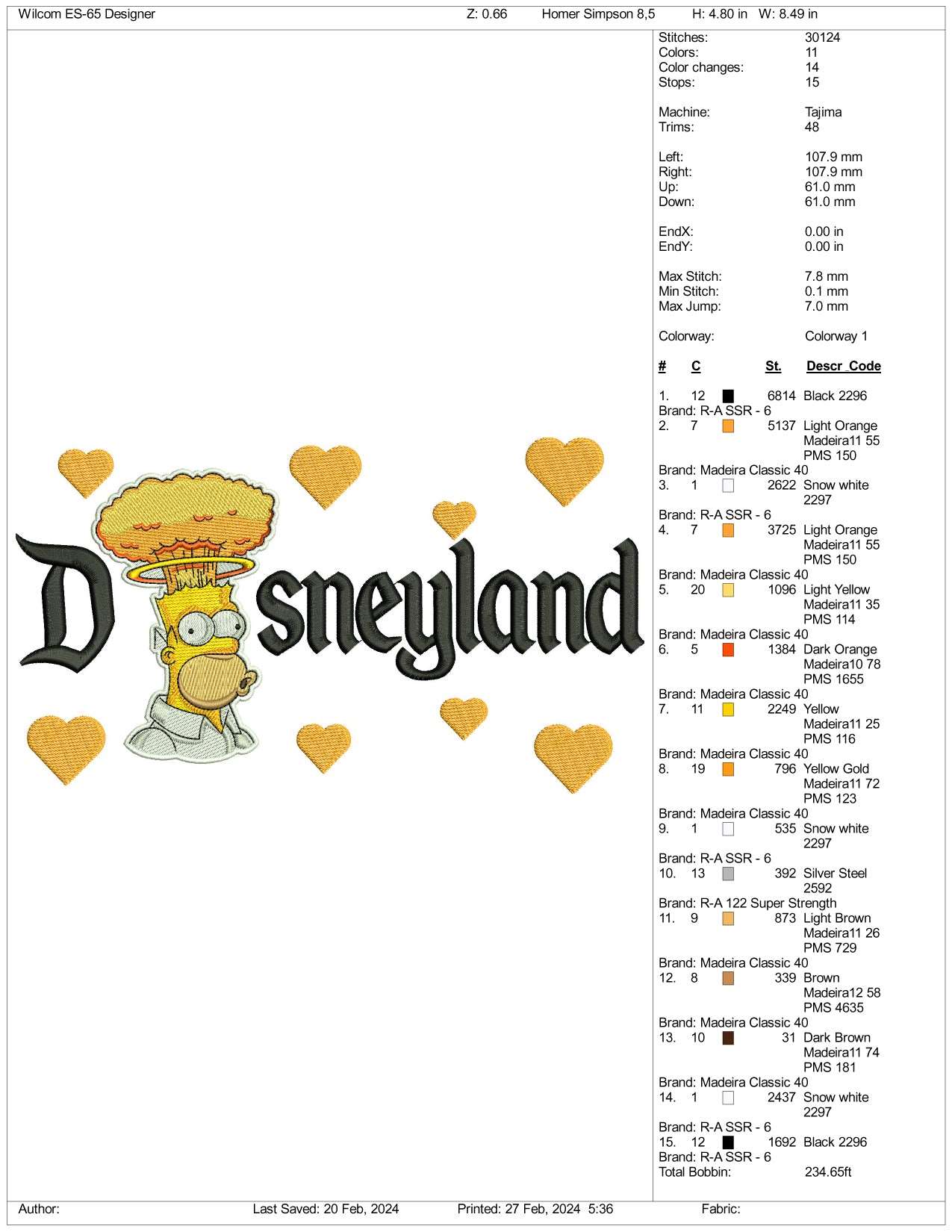 Angry Homer Disneyland Embroidery Design Files - 3 Size's