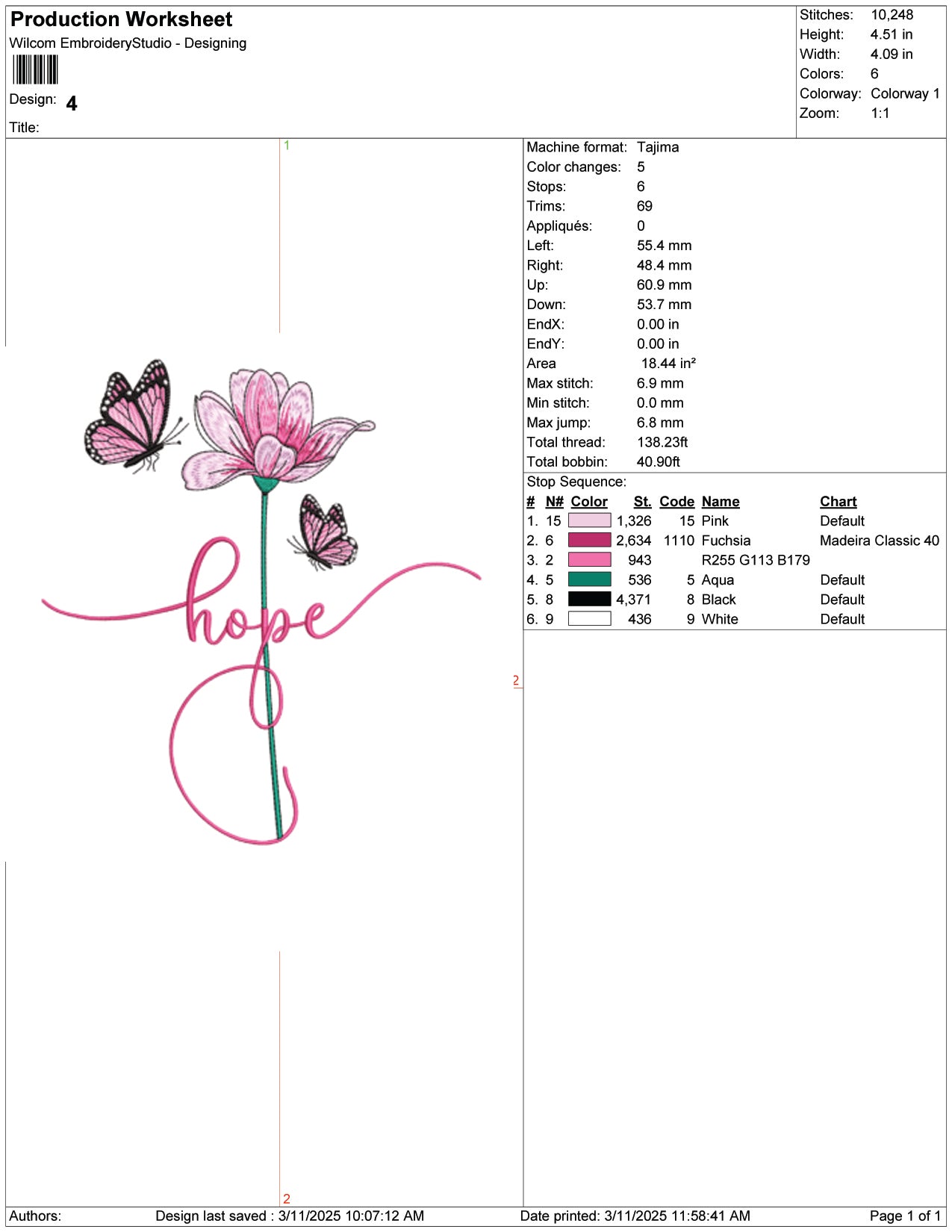 Flower of Hope Embroidery Design Files - 9 Size's