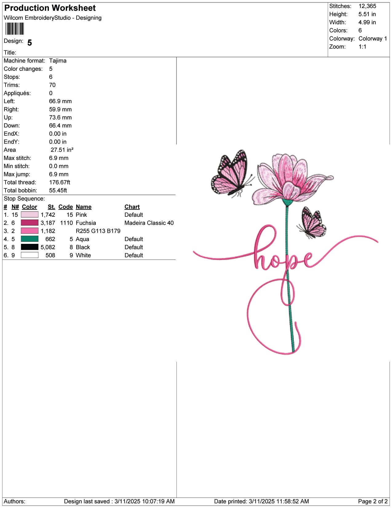Flower of Hope Embroidery Design Files - 9 Size's