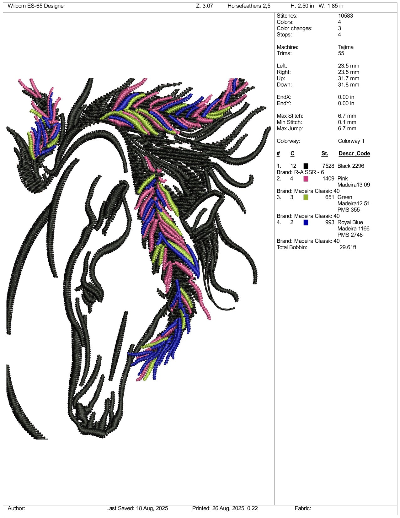 Horse v8 Embroidery Files - 3 Size's