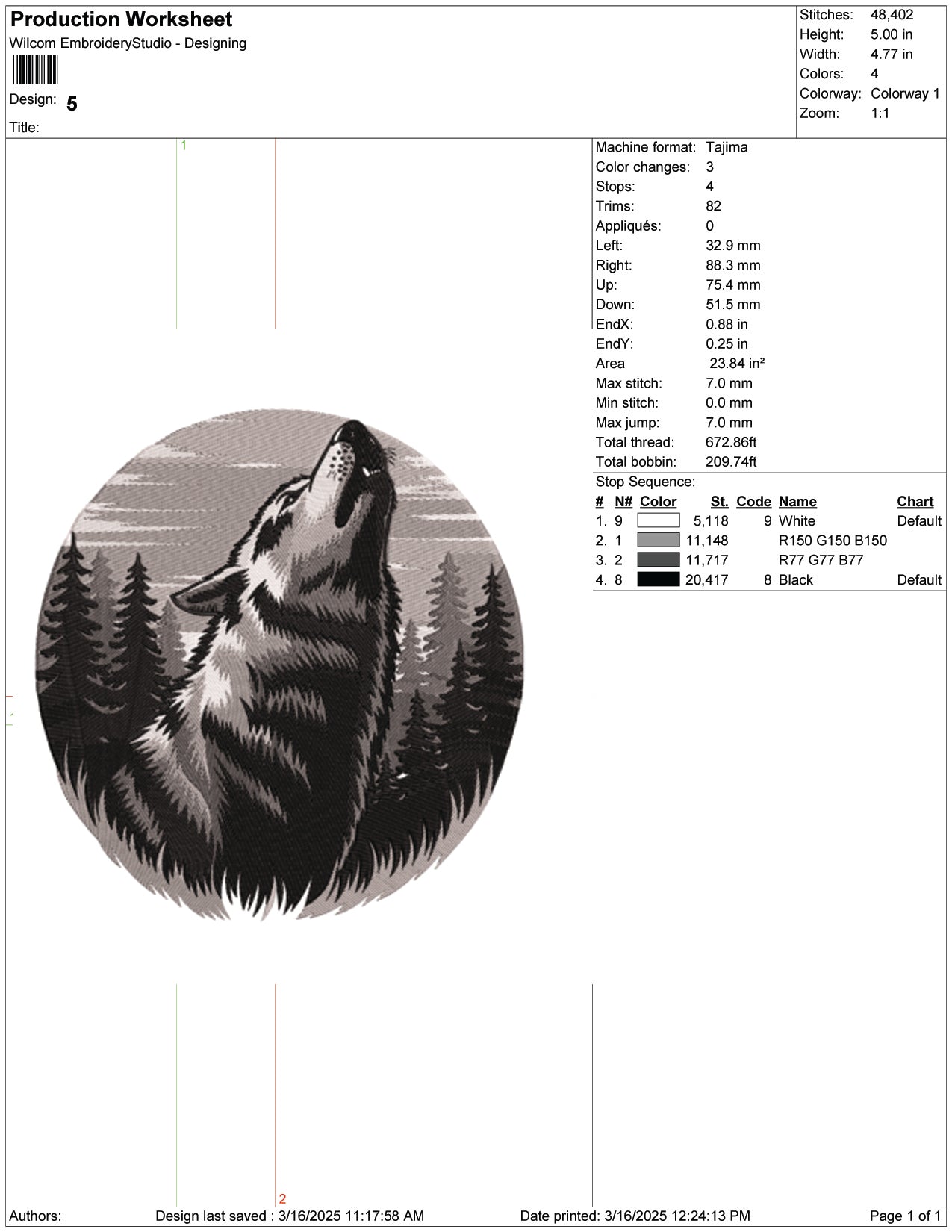 Howling Wolf in the Wild Embroidery Design Files - 9 Size's
