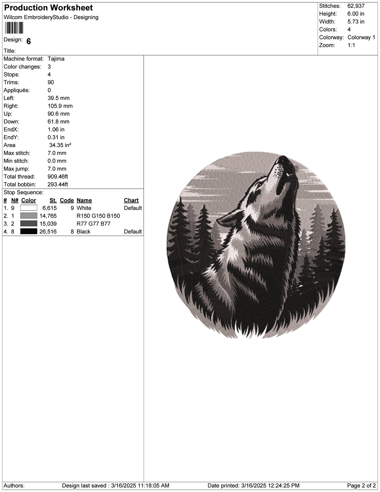 Howling Wolf in the Wild Embroidery Design Files - 9 Size's