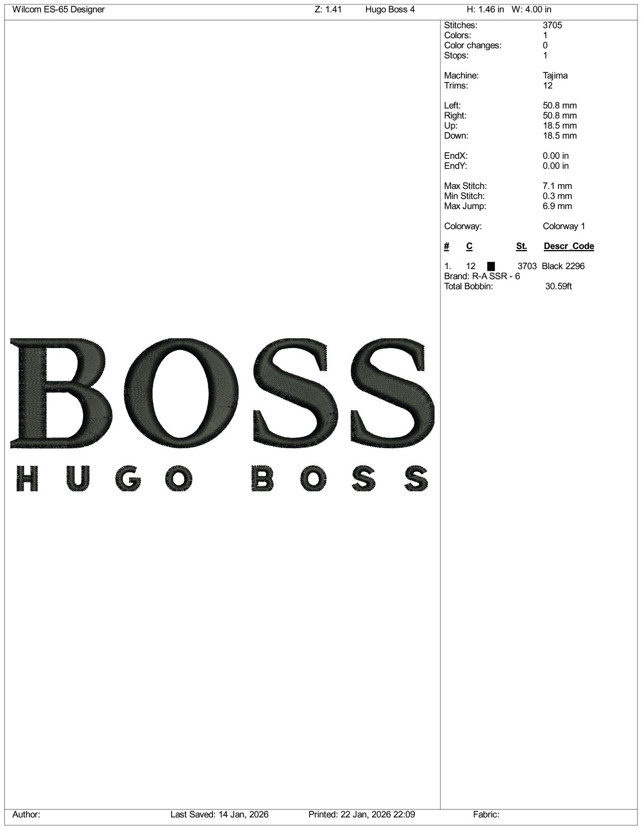 Hugo Boss Logo Embroidery Design Files - 3 Size's