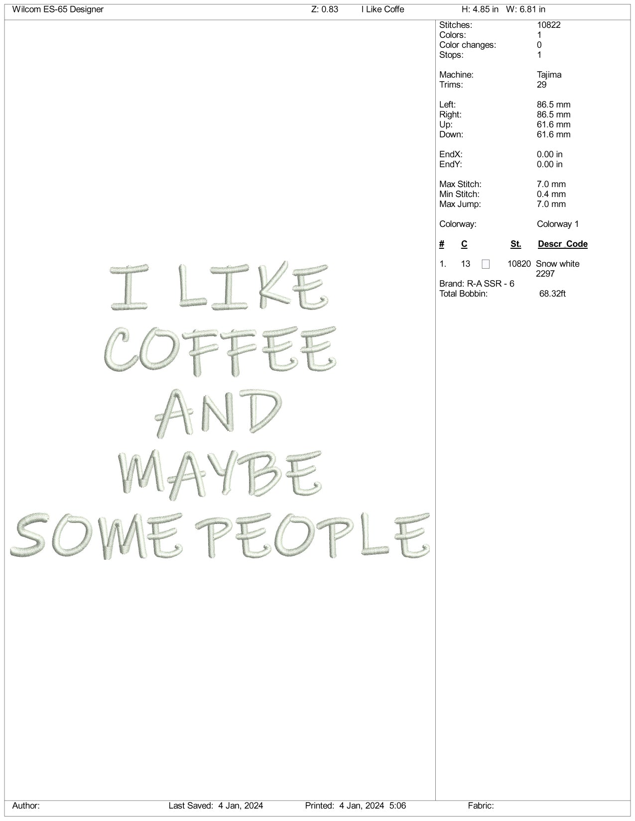 I Like Coffee And Maybe Some People Embroidery Design Files - 3 Size's