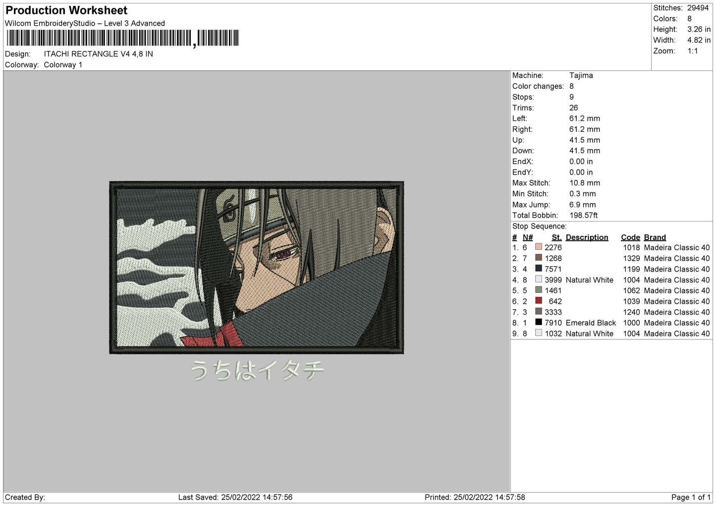 Itachi Uchiha v14 Embroidery Design Files - 4 Size's