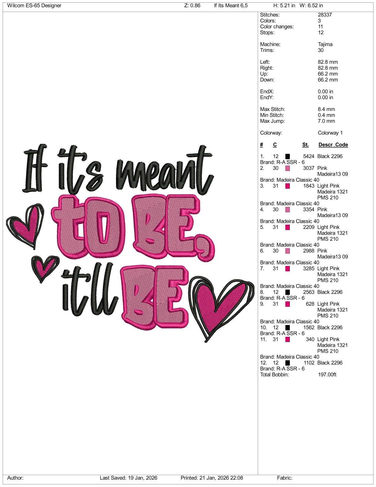 If It's meant to be it be Embroidery Design Files - 3 Size's