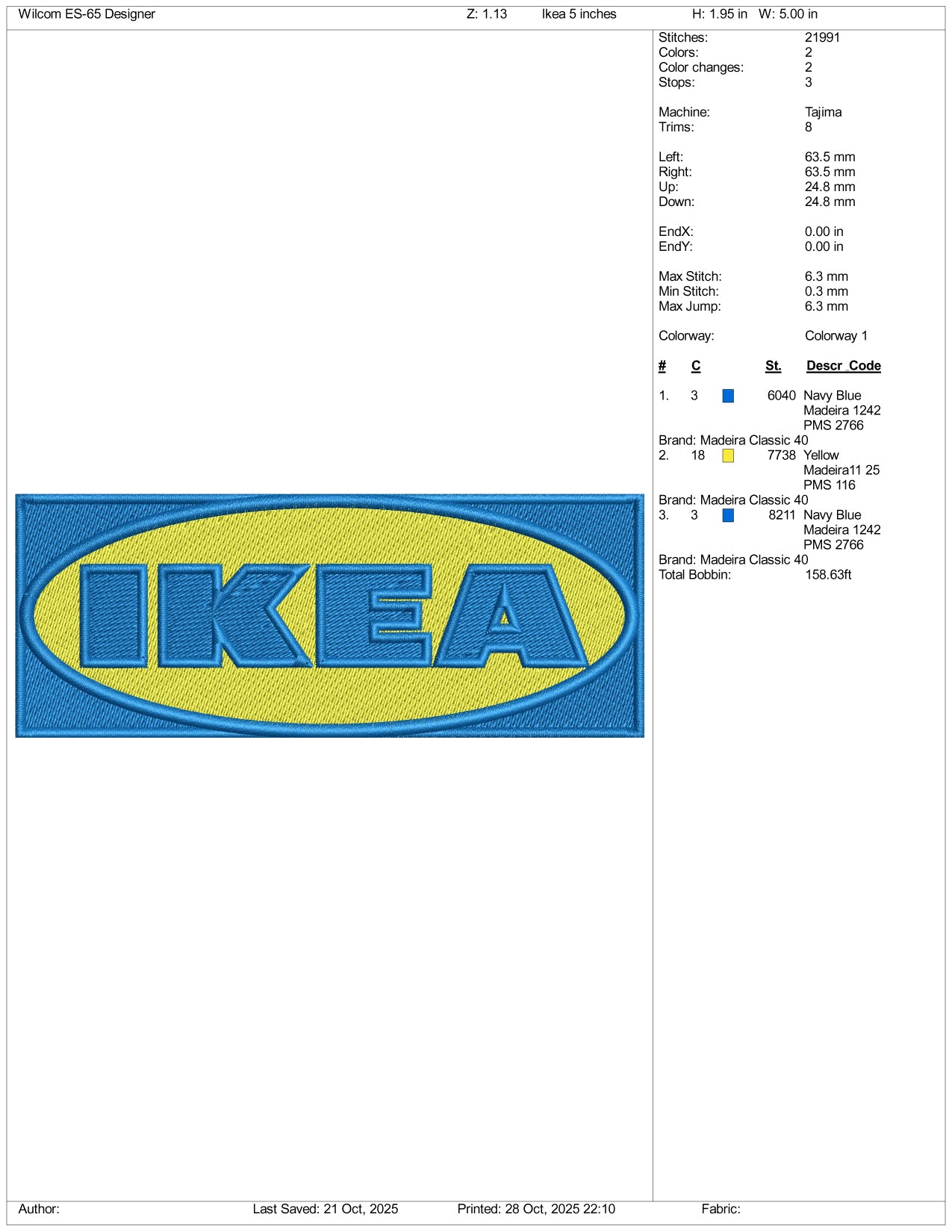IKEA Logo Embroidery Design Files - 4 Size's