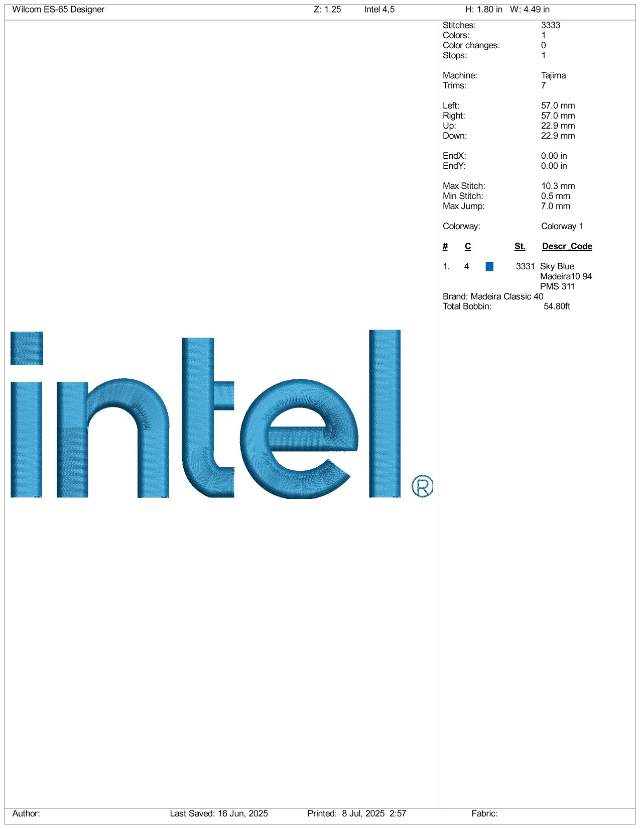 Intel Logo Embroidery Design Files - 3 Size's