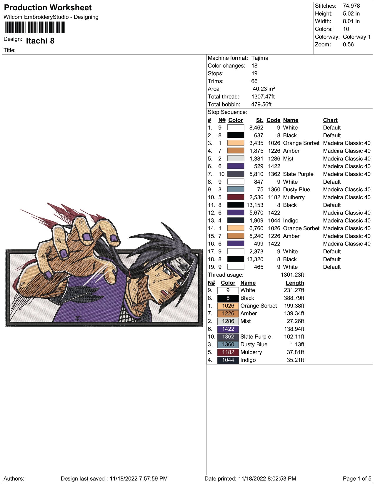 Itachi Uchiha v11 Embroidery Design Files - 6 Size's