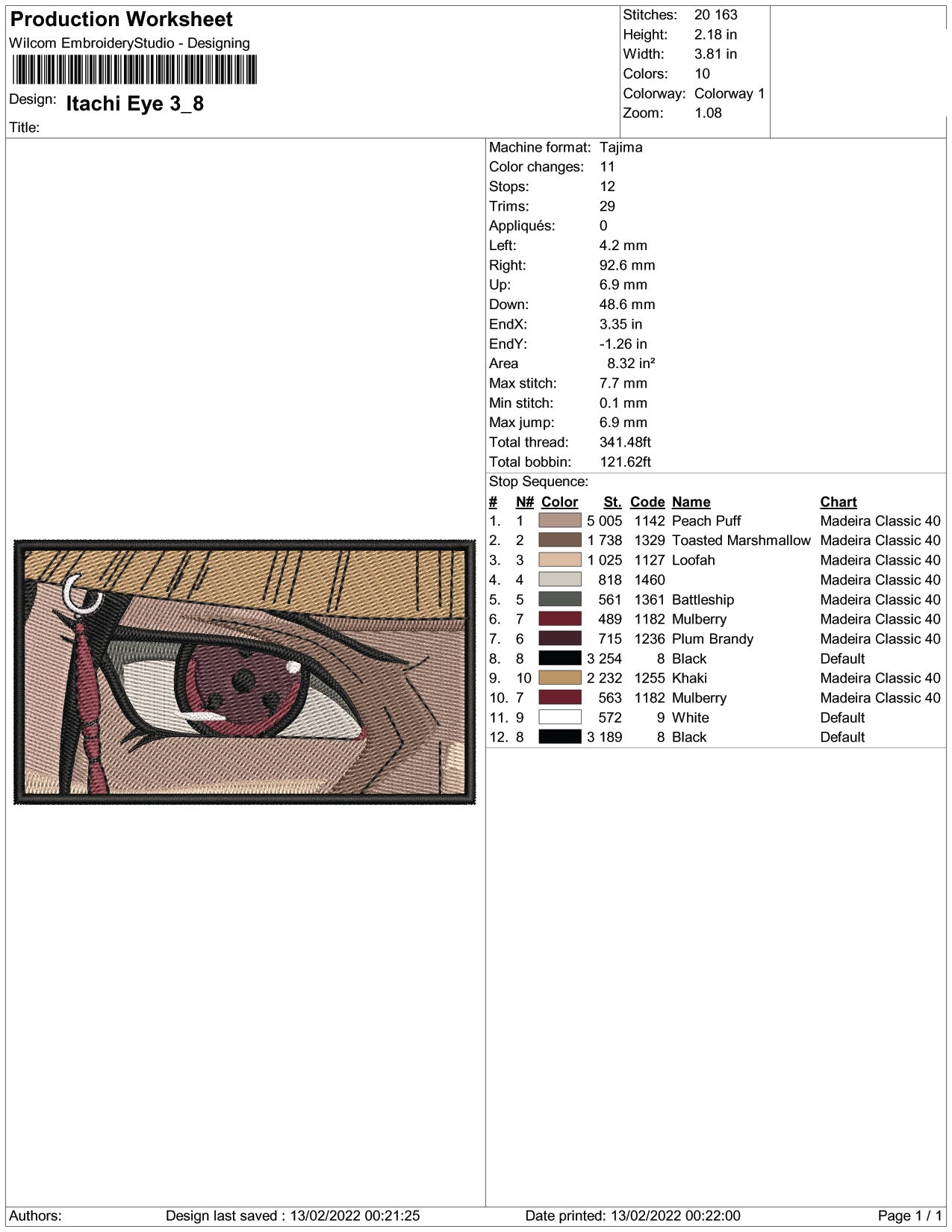 Itachi Uchiha Eyes v5 Embroidery Design Files - 3 Size's