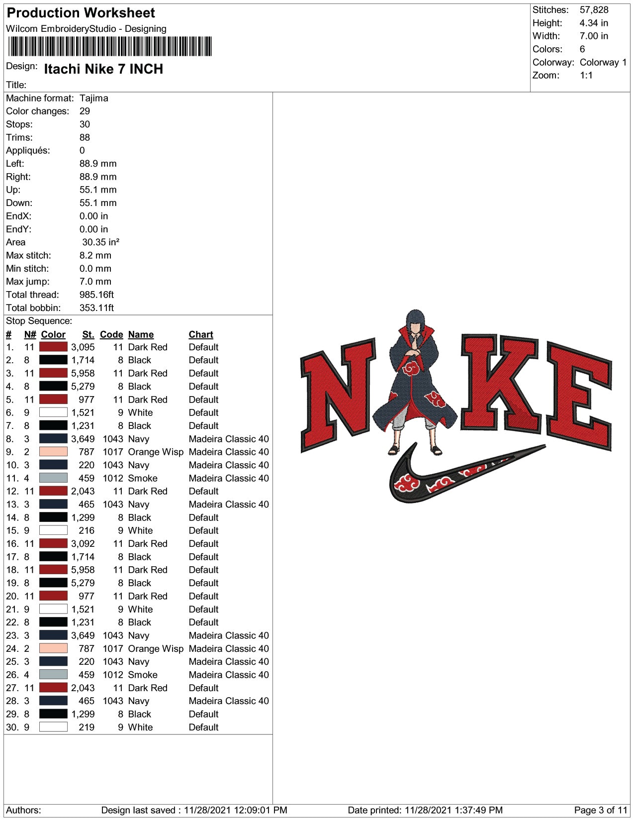 Nike Itachi Uchiha Embroidery Design Files - 4 Size's