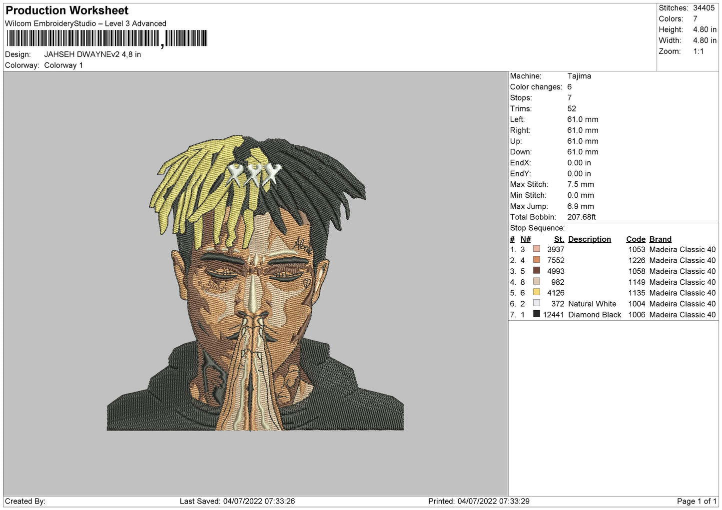 Jahseh Dwayne Embroidery Design Files - 4 Size's