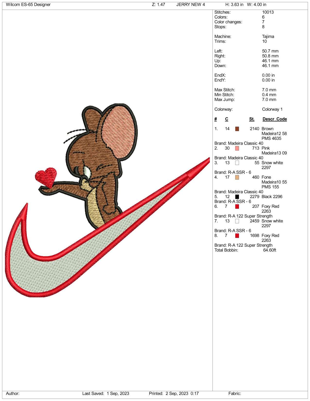 Nike Jerry Embroidery Design Files - Size's
