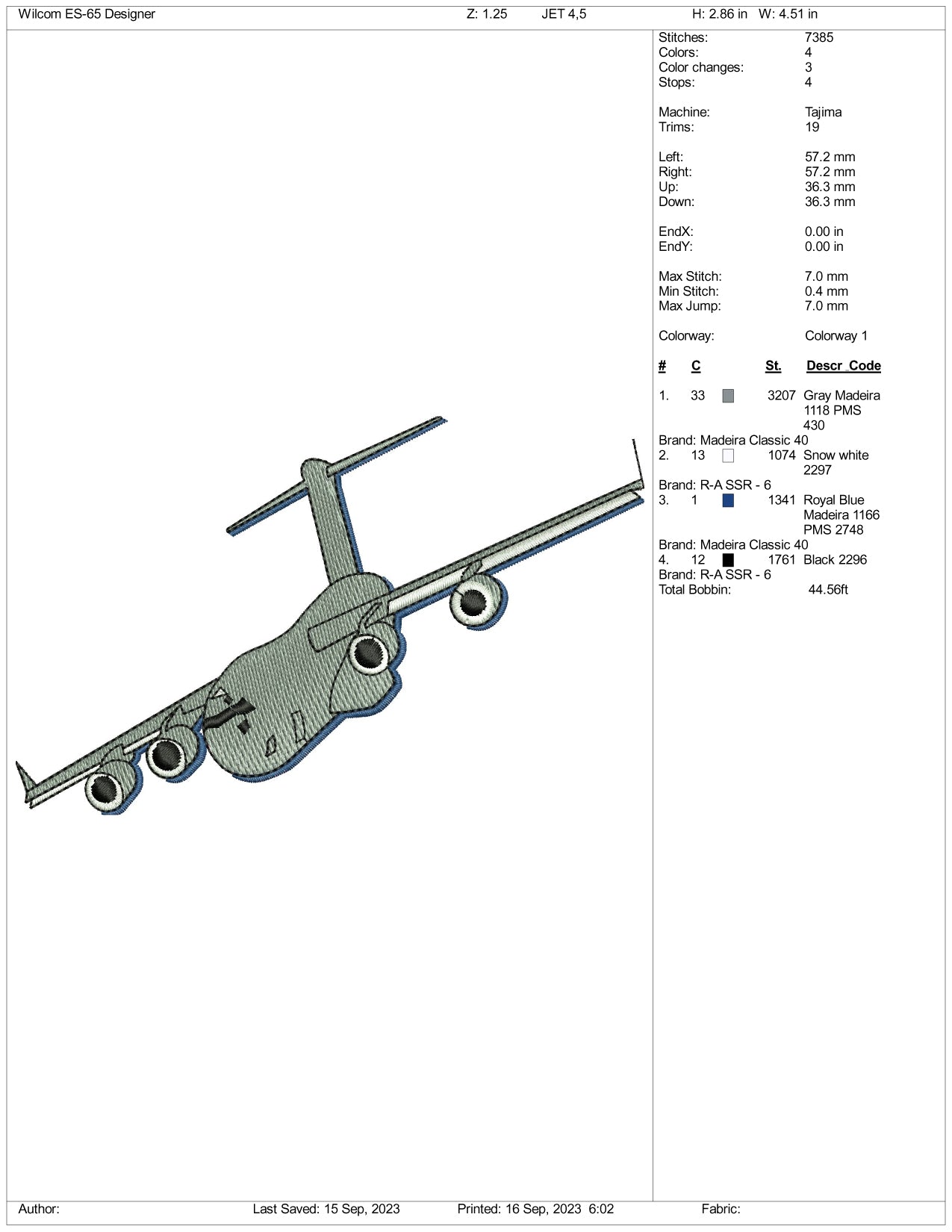 Aero Plan Embroidery Design