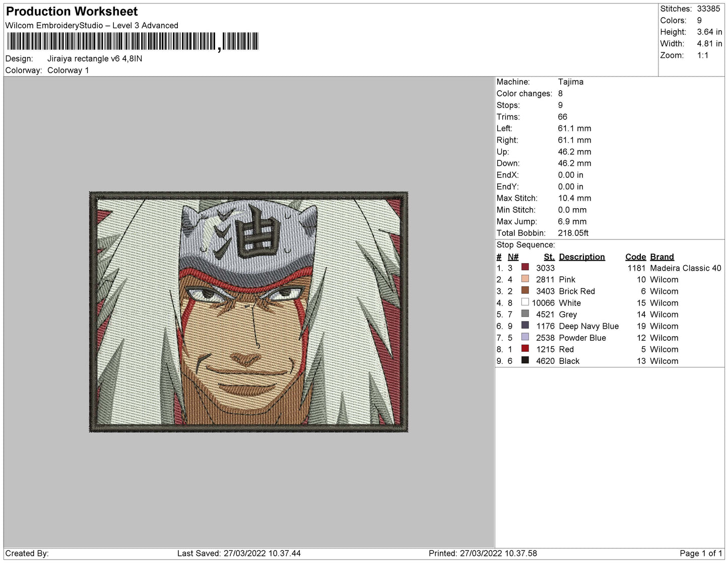Jiraiya v3 Embroidery Design Files - 4 Sizes