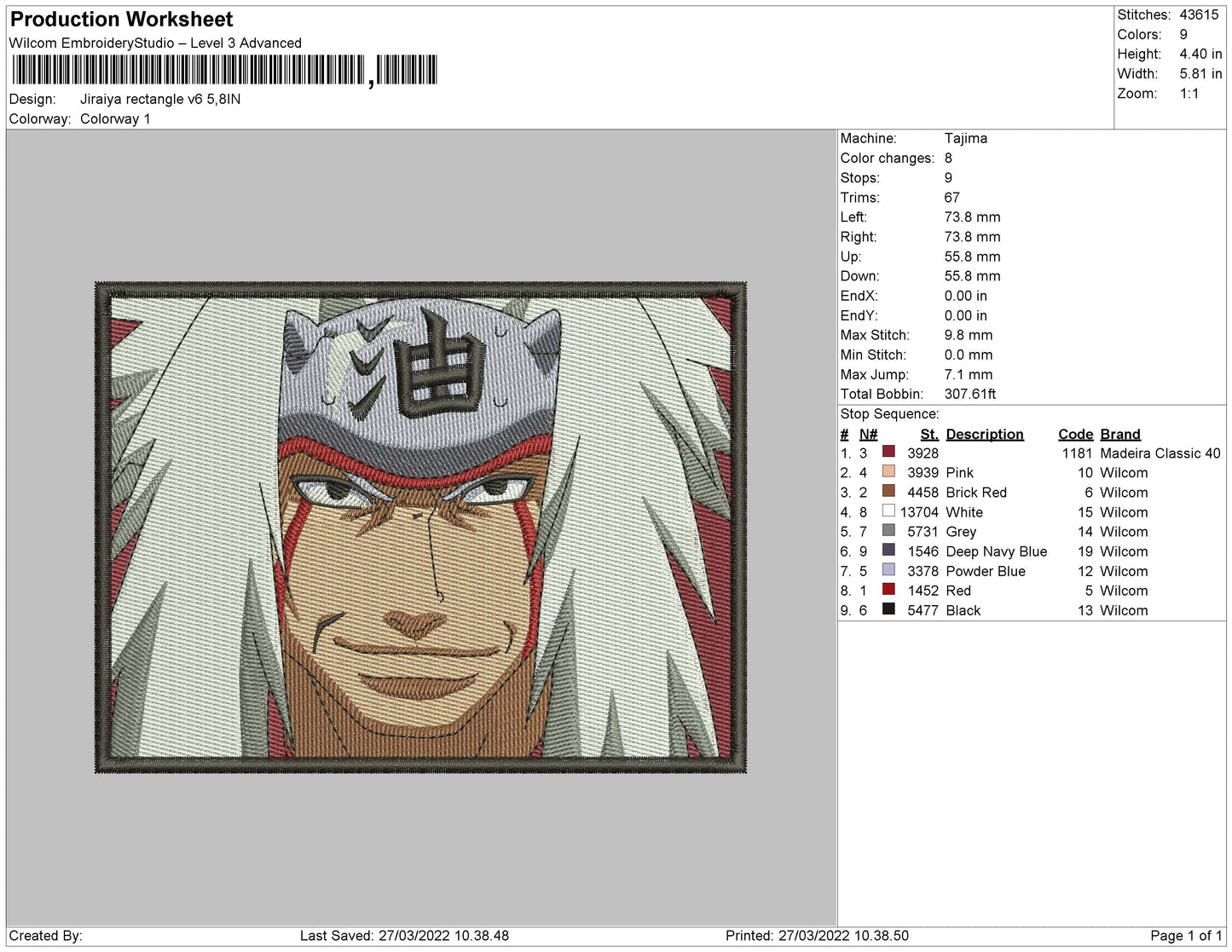 Jiraiya v3 Embroidery Design Files - 4 Sizes