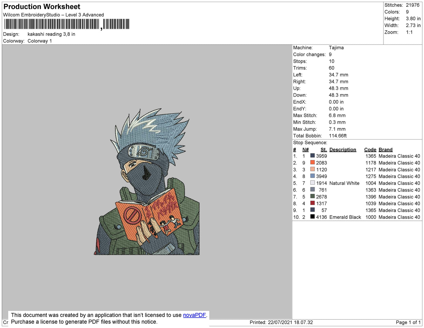 Kakashi Hatake v6 Embroidery Design Files - 4 Size's