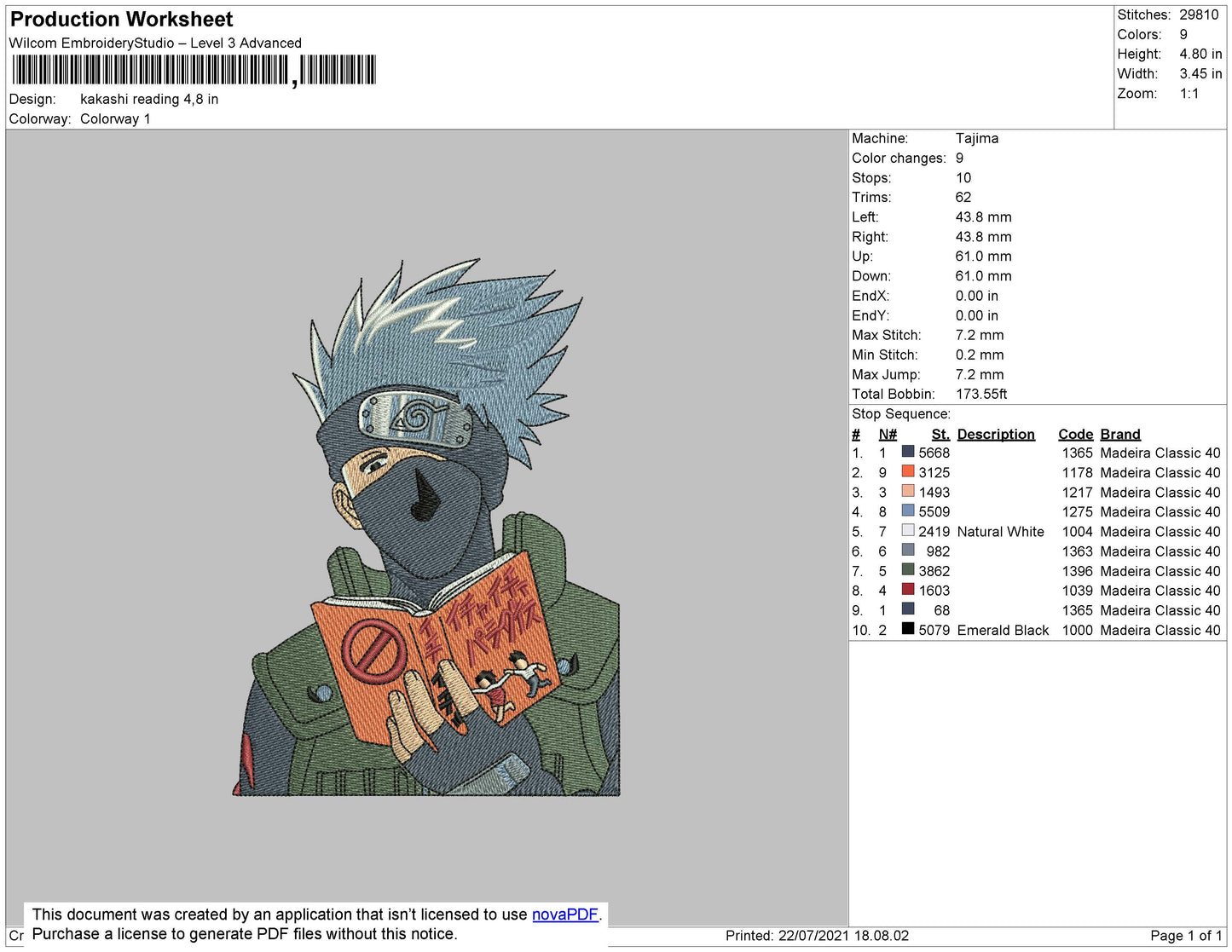 Kakashi Hatake v6 Embroidery Design Files - 4 Size's