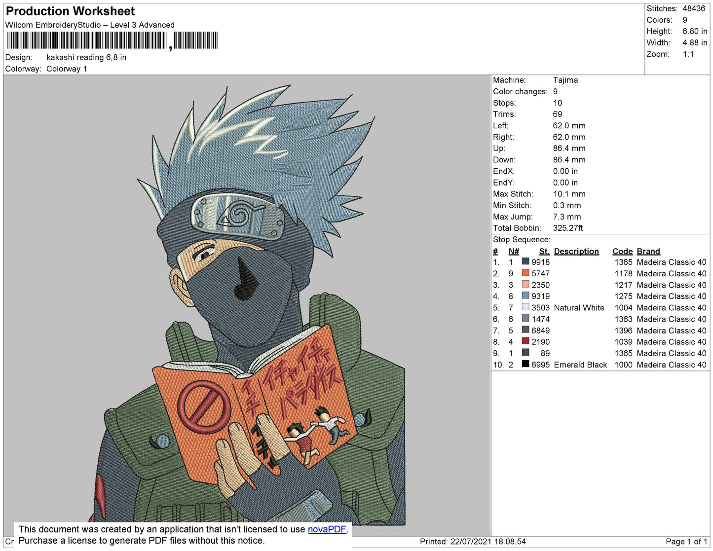 Kakashi Hatake v6 Embroidery Design Files - 4 Size's