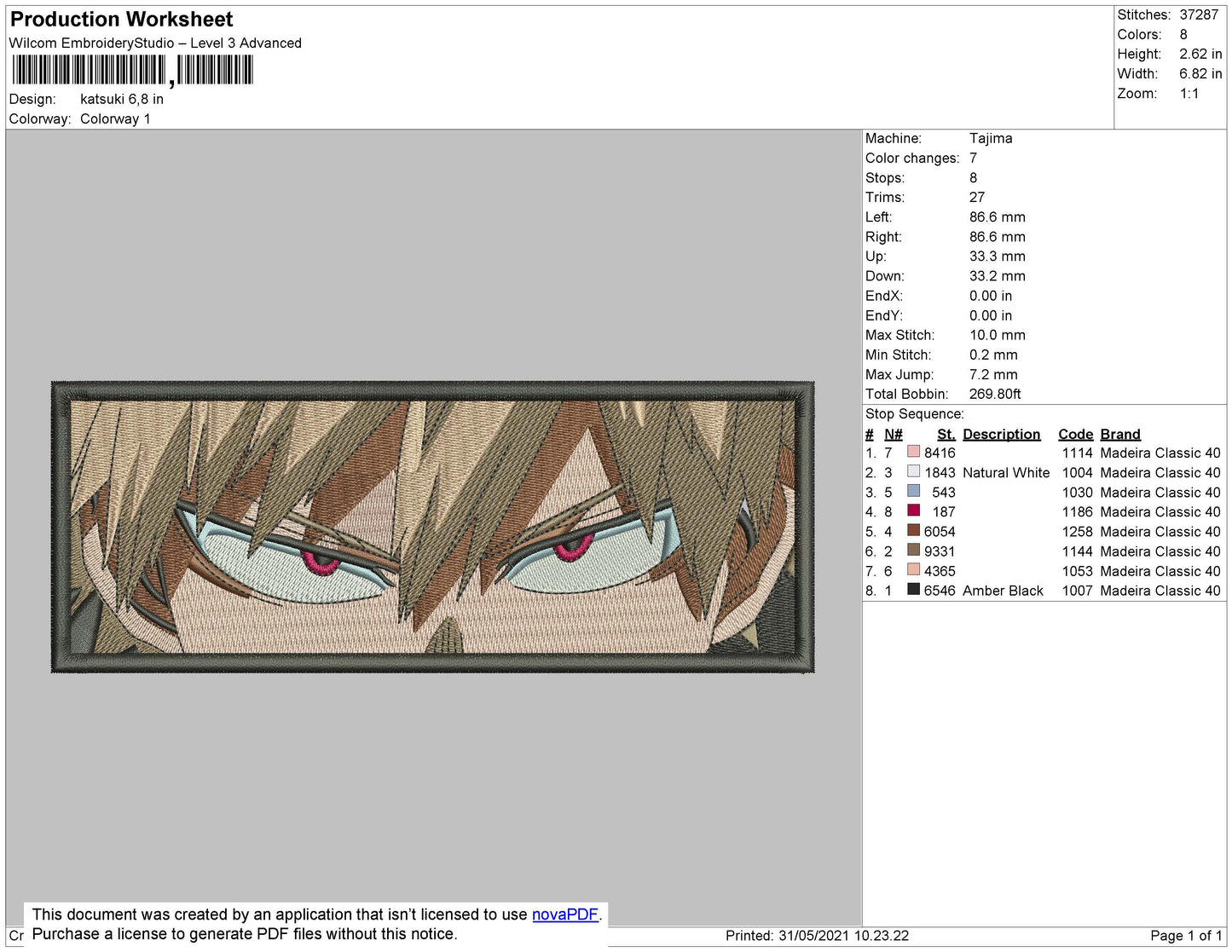 Katsuki Bakugo v4 Embroidery Design Files - 4 Size's
