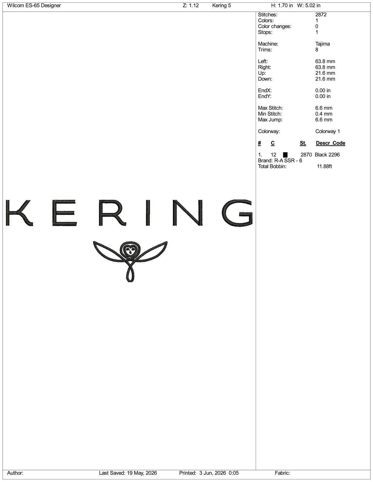 Kering Logo Embroidery Design Files - 3 Size's