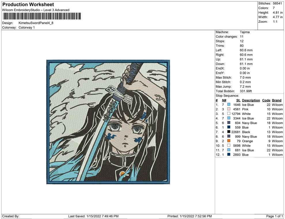 Muichiro Tokito v2 Embroidery Design Files - 4 Size's