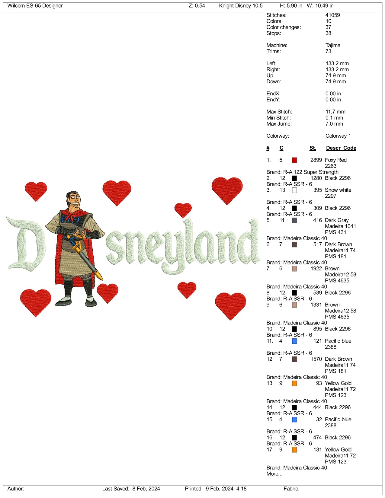 Li Shang Disneyland Embroidery Design Files - 3 Size's