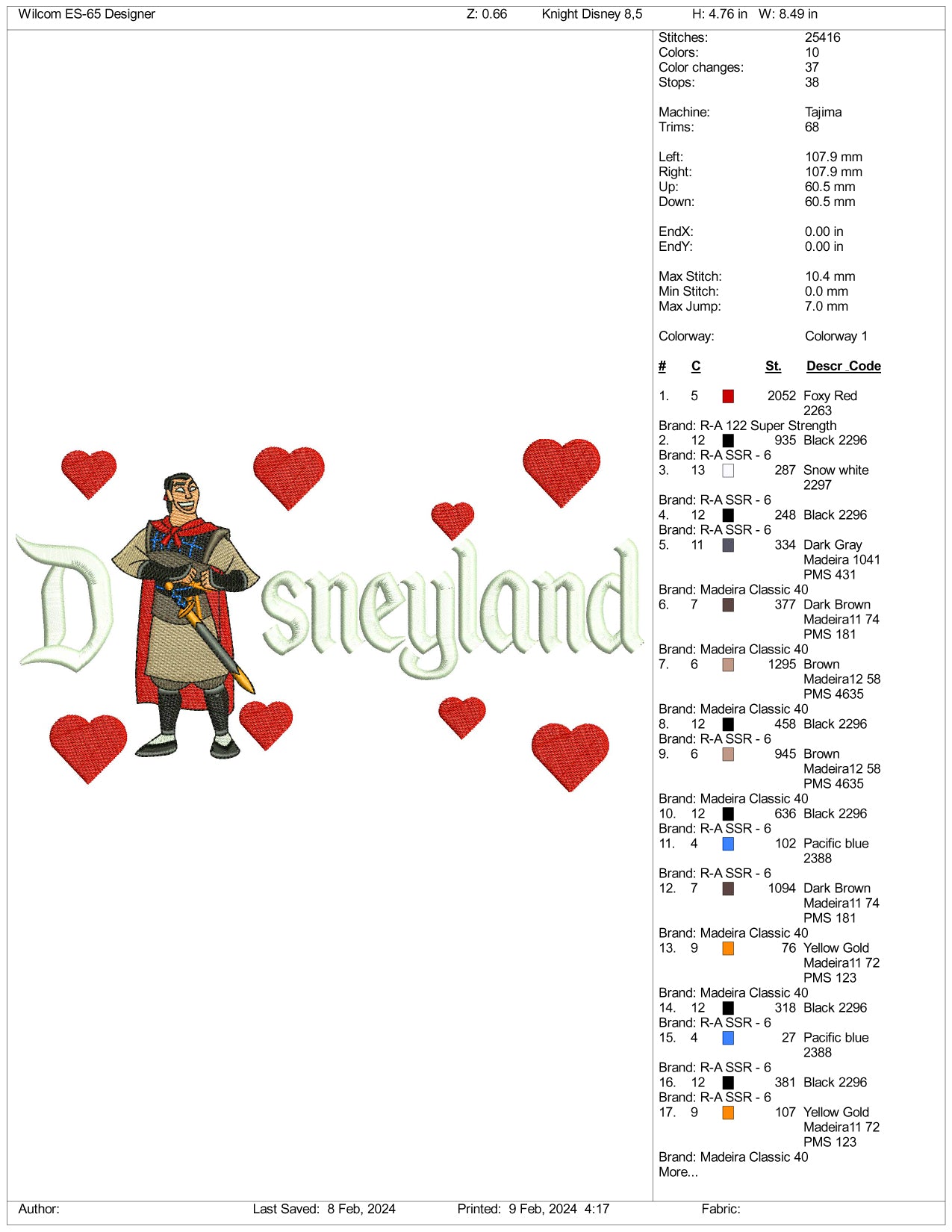 Li Shang Disneyland Embroidery Design Files - 3 Size's