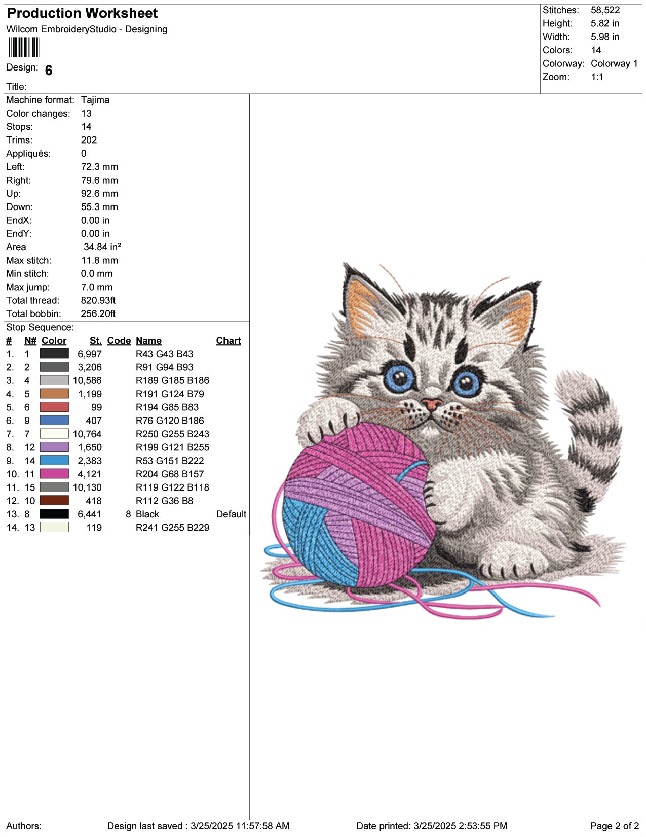 Knotty Kitten Embroidery Design Files - 9 Size's