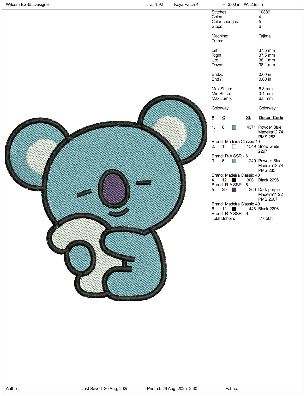 Koya Embroidery Files - 3 Size's