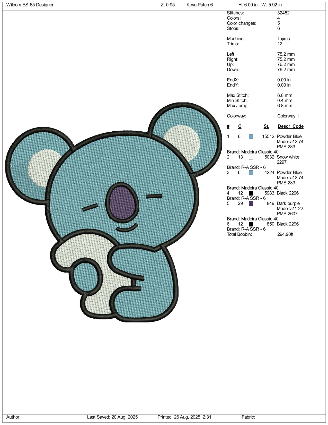 Koya Embroidery Files - 3 Size's