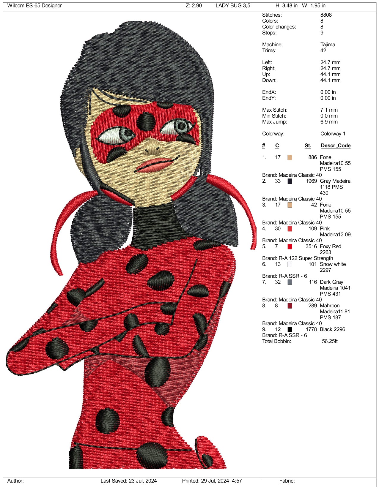 Ladybug v1 Embroidery Design Files - 3 Size's