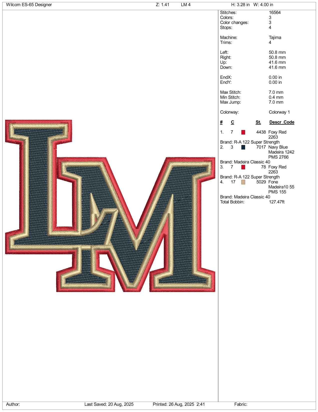 LM Logo Embroidery Files - 3 Size's
