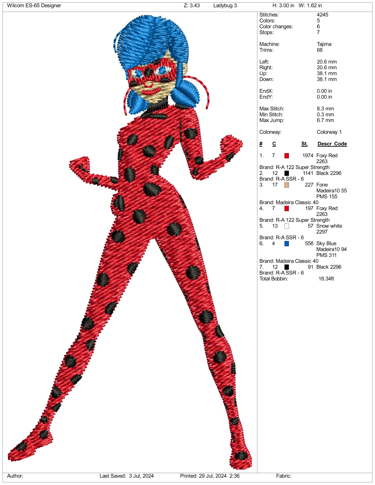 Ladybug Embroidery Design Files - 3 Size's